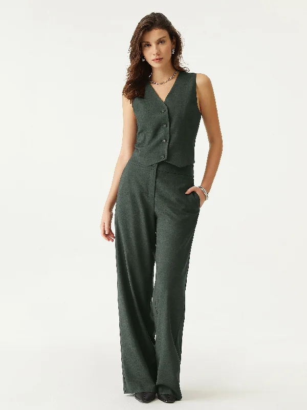Simple Comfort High Rise Straight Leg Suit Pant