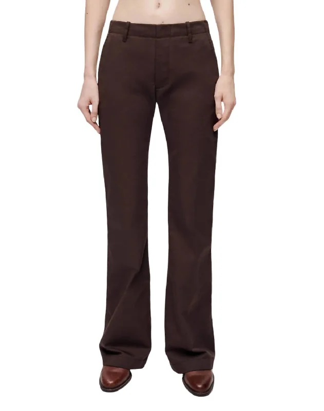 Stylish Jackets Mid Rise Flared Trouser In Chocolate