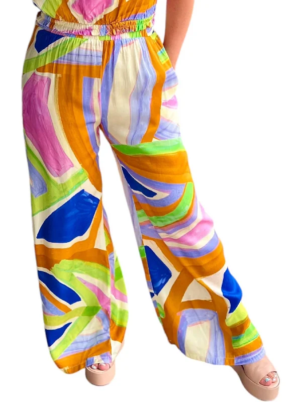 All-Day Style Myka Wide Leg Pants In Multi Color