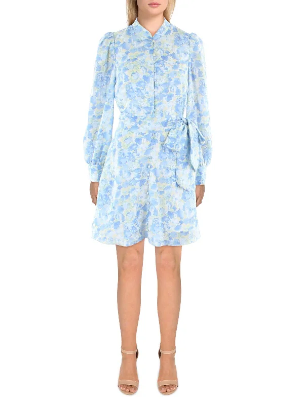 Soft Layers Nikole Womens Floral Mini Fit & Flare Dress