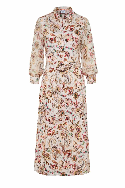 Fashionable Comfort Paisley Print Kora Midi Shirtdress In Multi