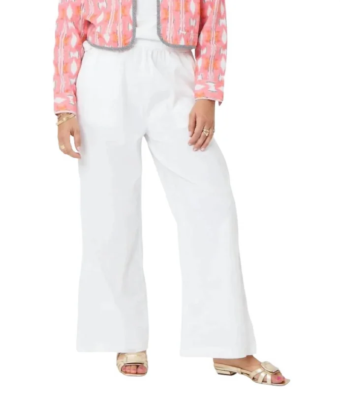 Elegant Fit Palazzo Linen Pant In White