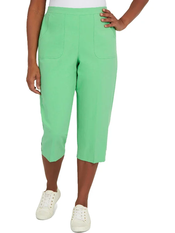 Relaxed Chic Petites Womens Lattice Cotton Cropped Pants