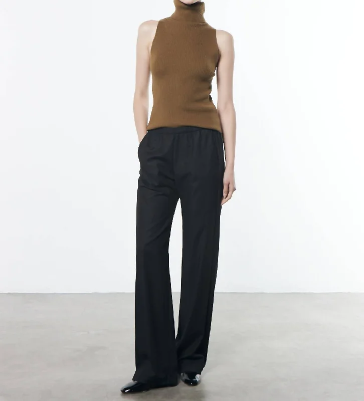 Easy Comfort Style Pinstripe Everywhere Pant In Black Pinstripe