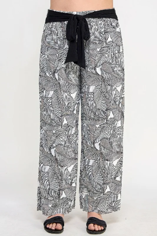 Soft Knitwear Plisse Palm Print Pants