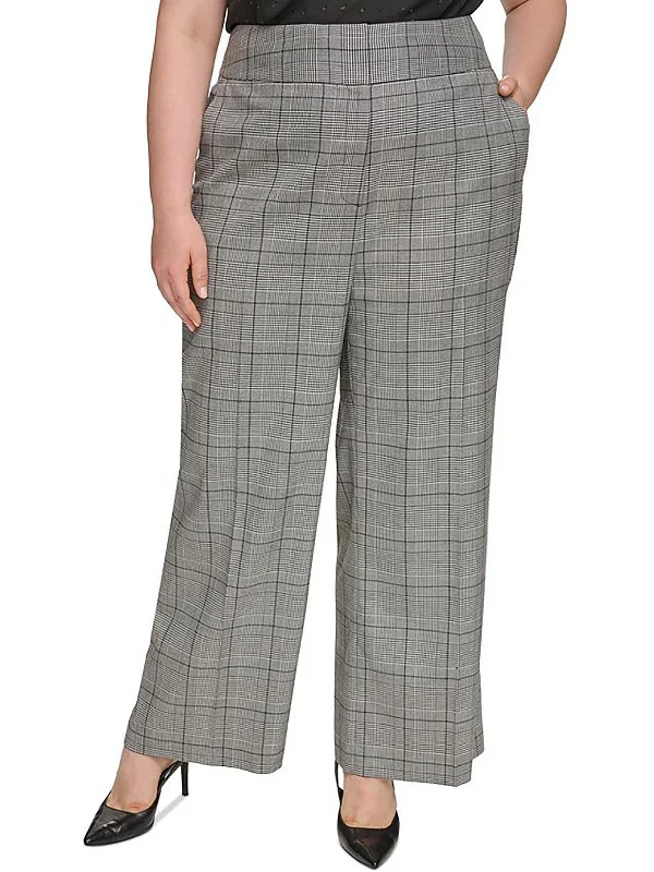 Urban Chic Plus Womens Houndstooth Business Dress Pants