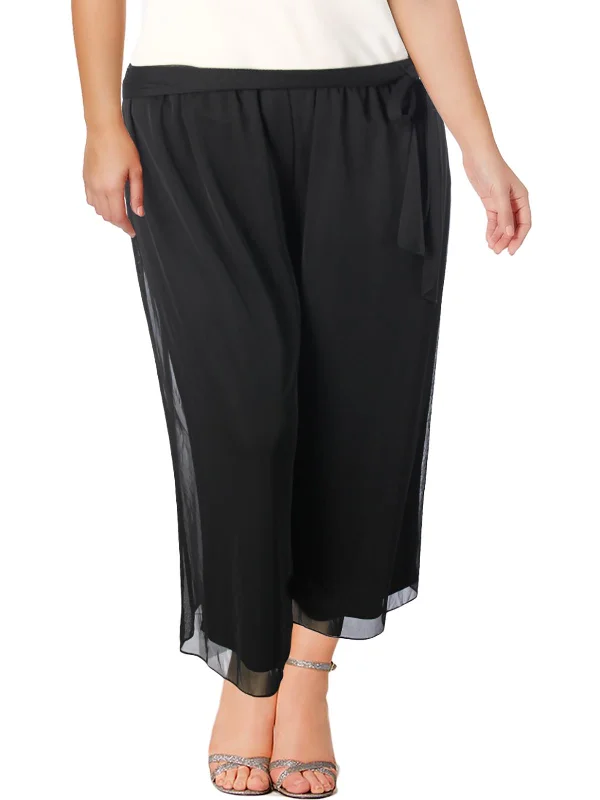 Relaxed Looks Plus Womens Tie Belt Palazzo Pants