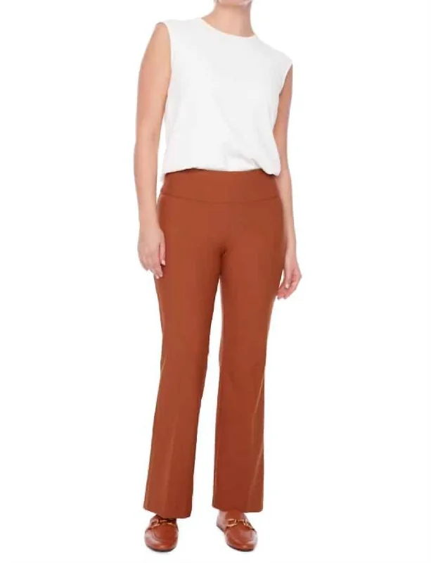 Relaxed Weekend Wear Precision Ponte Slim Boot Leg Pant In Caramel