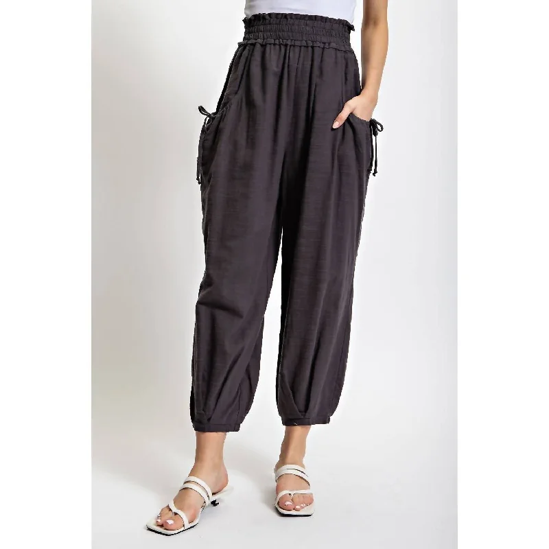 Sporty Wear Ramona Cotton Pants With Side Pockets In Gray