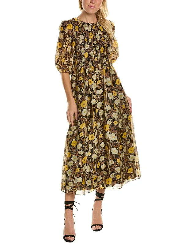 Relaxed Chic Rebecca Taylor Daphne Fleur Silk-Blend Dress