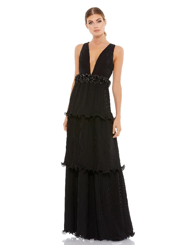 Stylish Casuals Rosette Ruffle Layered Maxi Dress