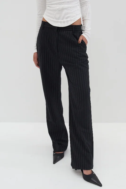 Cozy Chic Trends Rylee Trousers - Pinstripe Black