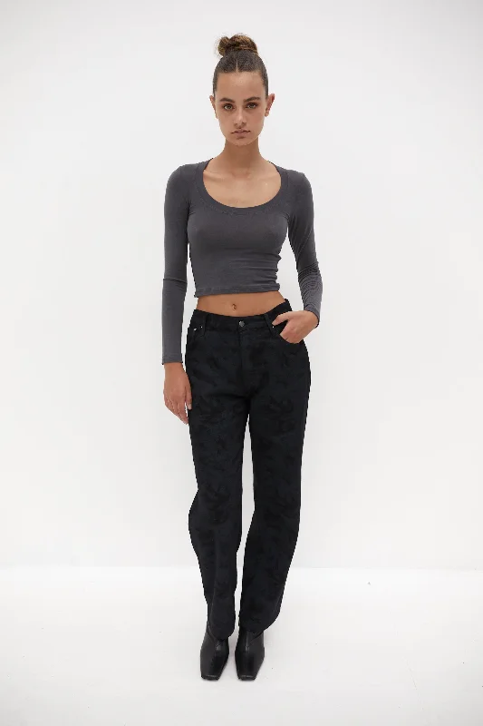 Relaxed Jackets Straight Leg Jeans - Blue Black