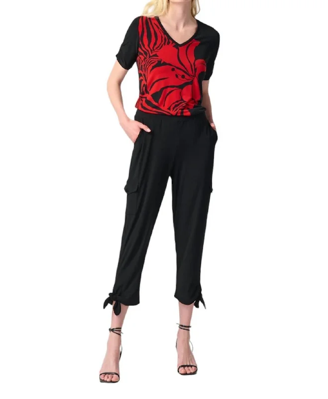 Relaxed Tops Tie Detail Pants In Black