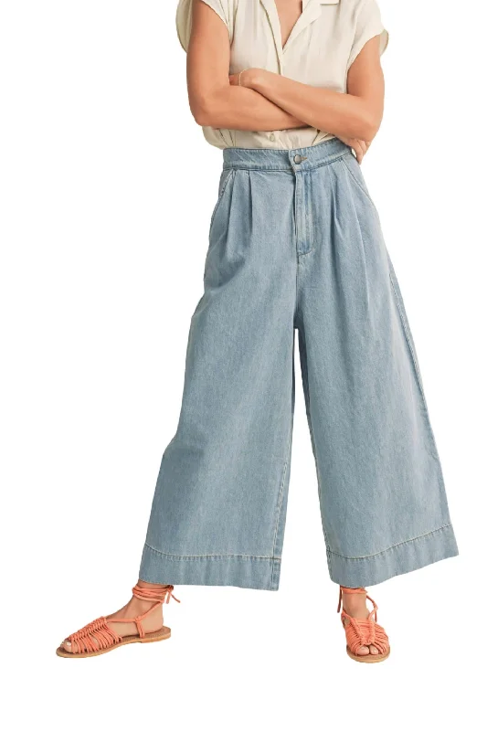 Soft Textures Wide Leg Crop Jeans In Denim