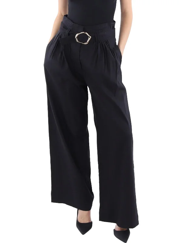 Stylish Jackets Womens Belted Pleated Wide Leg Pants