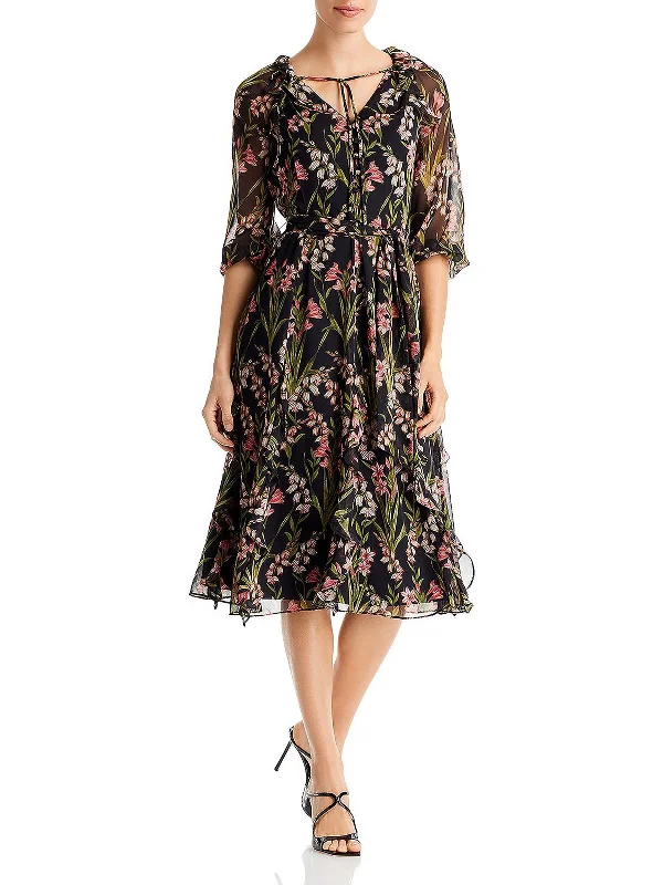 Cozy Outerwear Womens Chiffon Calf Midi Dress