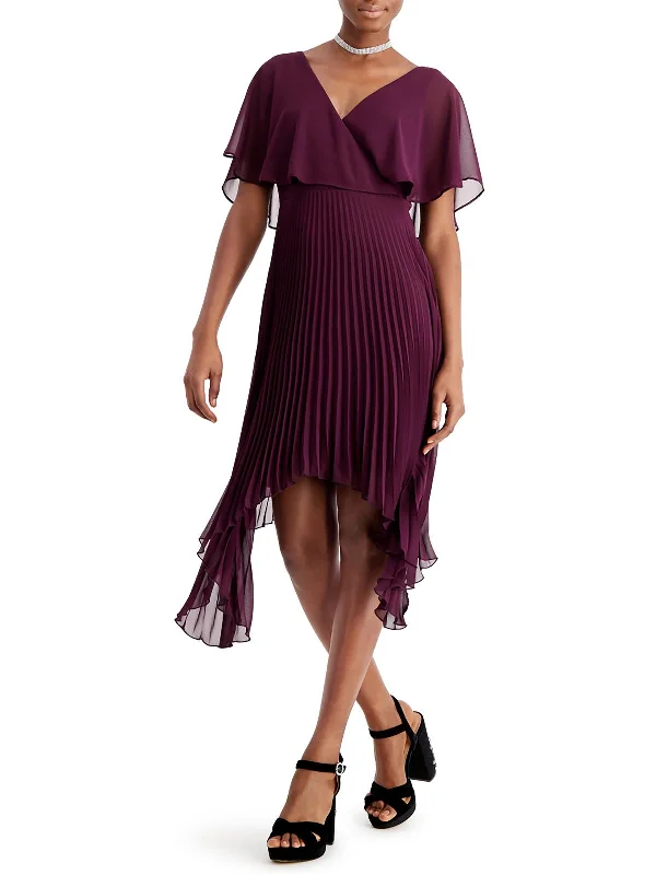 Warm Layers Womens Drapey Handkerchief Hem Cocktail and Party Dress