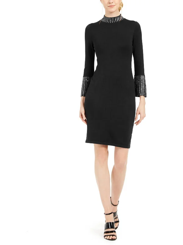 Weekend Comfort Womens Embellished Midi Sweaterdress