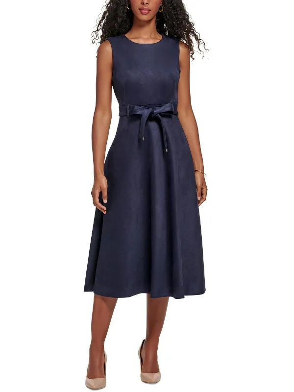 Effortless Outfits Womens Faux Suede Midi Wear to Work Dress