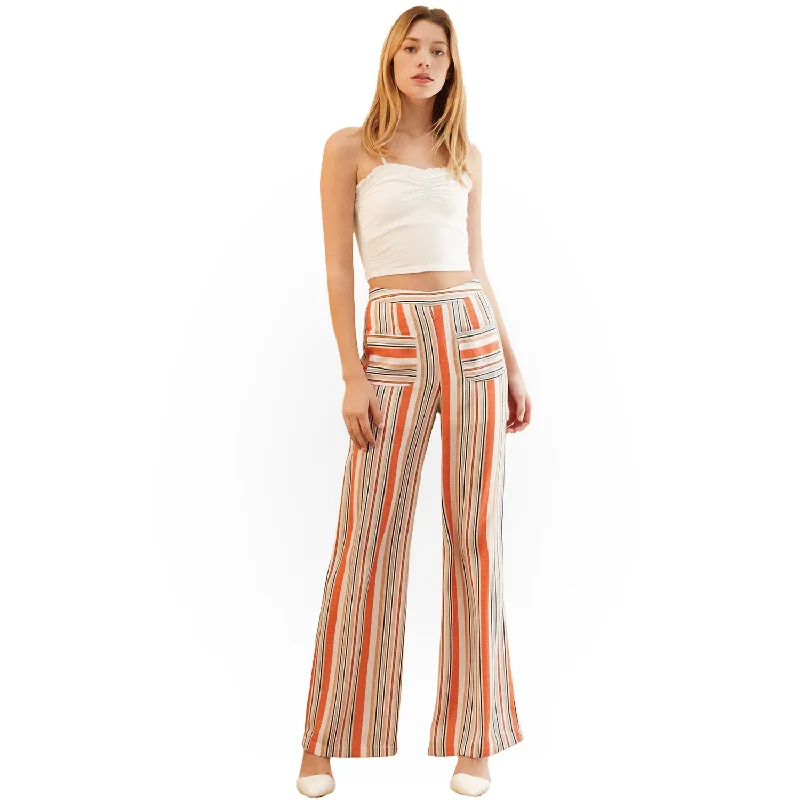 Versatile Outfits Women's High-waisted Palazzo in Rust Multi Stripe