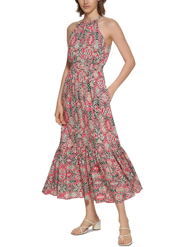 Breezy Outfits Womens Printed Long Halter Dress