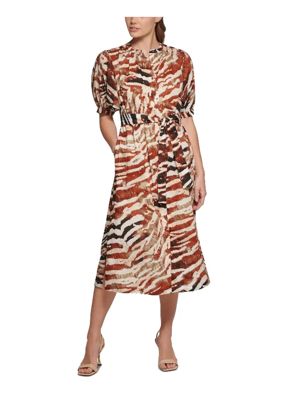 Comfortable Sweaters Womens Printed Midi Shirtdress