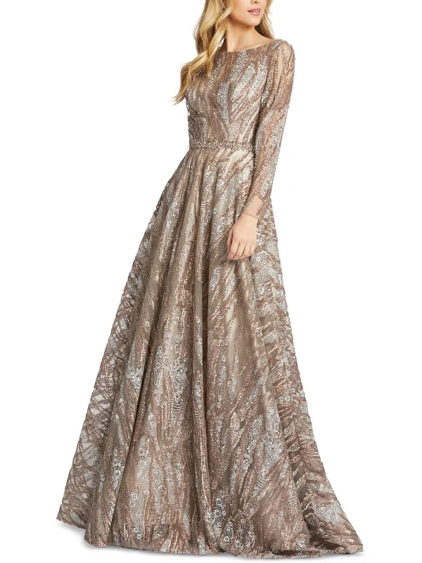 Simple Comfort Womens Sequined Long Evening Dress