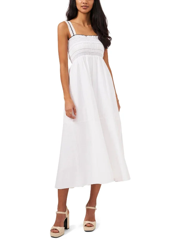 Relaxed Fashion Womens Smocked Calf Midi Dress
