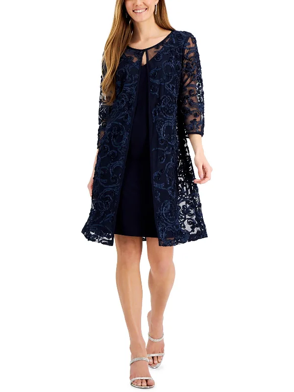 Relaxed Fashion Womens Soutache Knee Cocktail and Party Dress