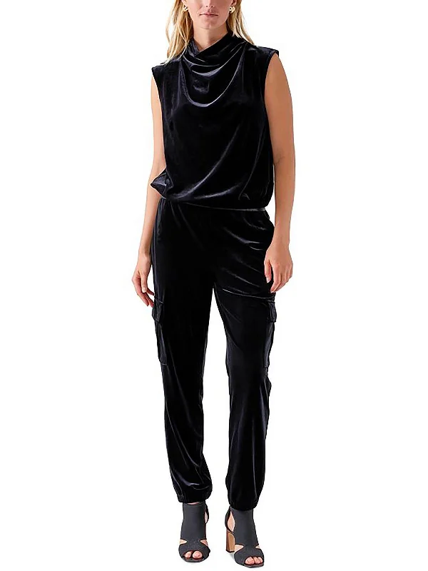 Trendy Layers Womens Velvet High Rise Cargo Pants
