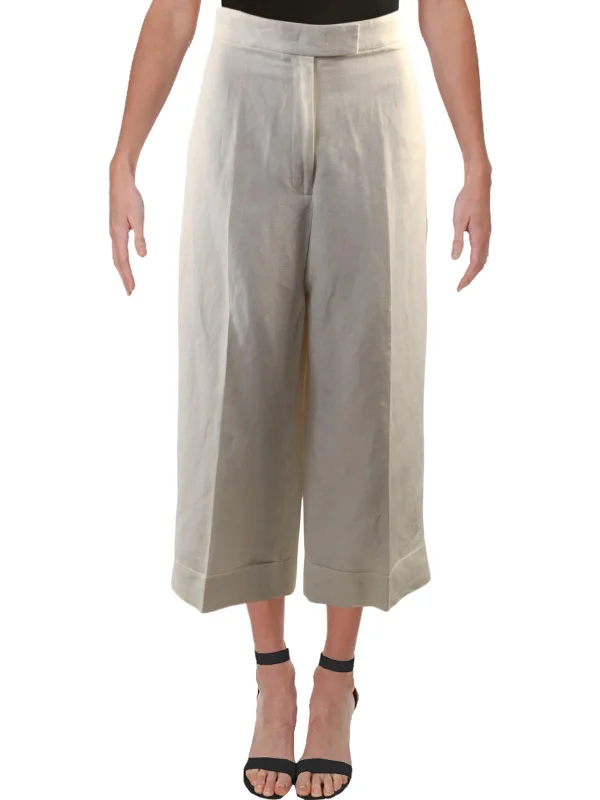 Cozy Fashion Trends Womens Wide Leg Linen Blend Culottes