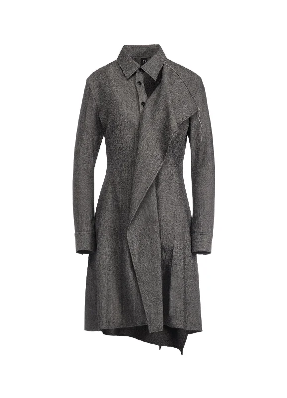 Elegant Casuals W/ MINI HERRINGBONE DRAPE SHIRT DRESS