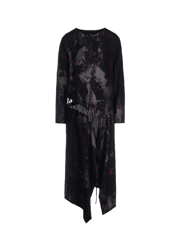 Comfortable Tops CU/ TWILL STEPPED ON FLOWER PT LACE UP DRESS