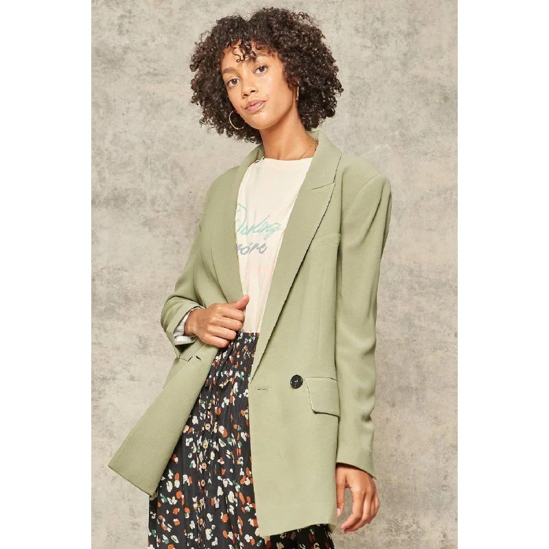 Comfortable Tops A Solid Woven Blazer Jacket