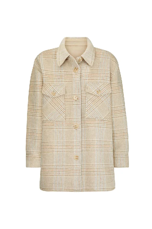 Breathable Style BARE HANDS WOOL BLEND CHECK JACKET - BEIGE