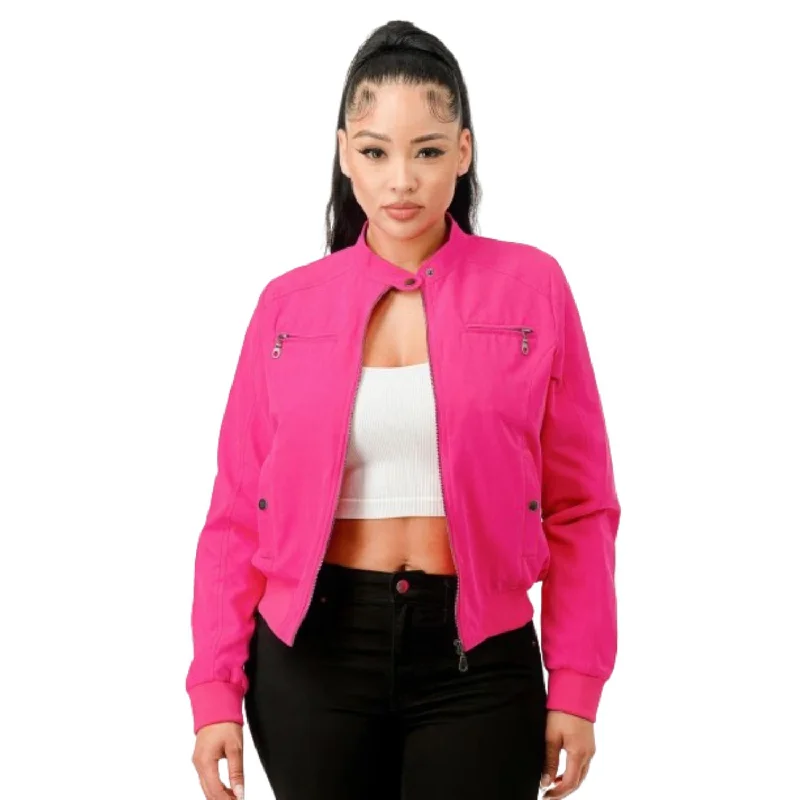 Soft Tops Casual Zip Up Biker Moto Jacket