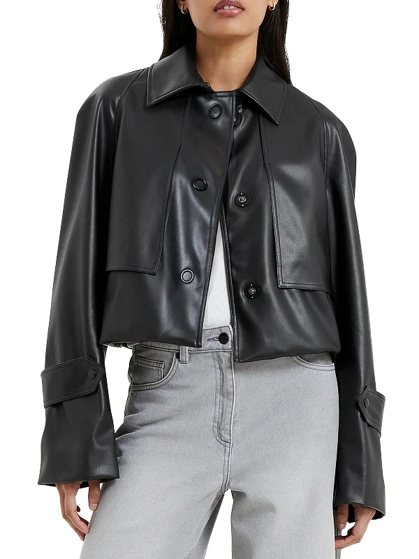 Warm Chic Corlenda Womens Faux leather Short Shirt Jacket