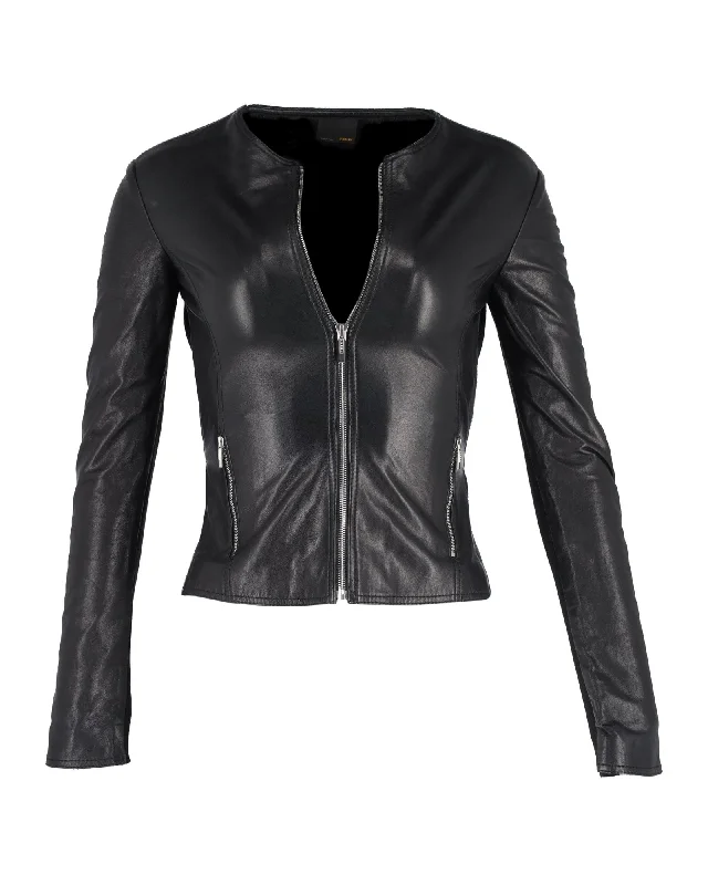 Chic Outfits Fendi Biker Jacket in Black Leather