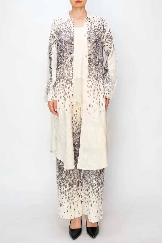 Simple Comfort Lace Long Jacket In Leopard Rose