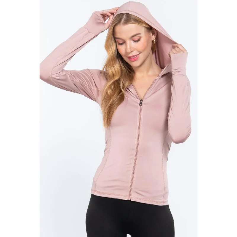 Comfy Layers Long Slv Hoodie Workout Track Jacket