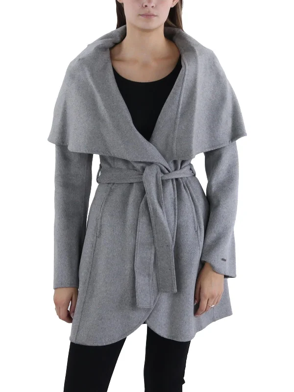 Comfortable Sweaters Marla Womens Winter Wool Blend Wrap Coat