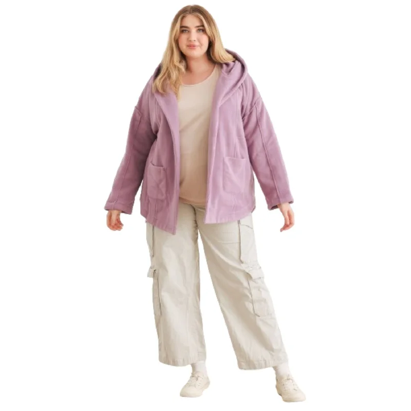 Relaxed Fit Wear Plus Two Pocket Open Front Soft To Touch Hooded Cardigan Jacket