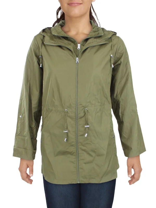 Easy-to-Wear Plus Womens Lightweight Short Windbreaker Jacket