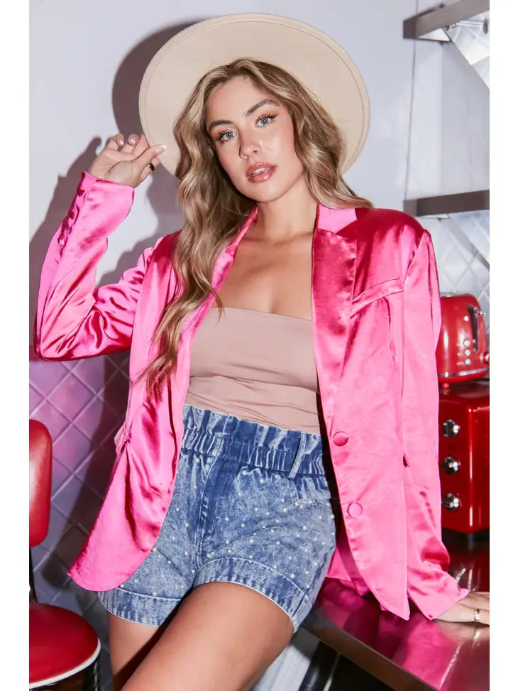 Casual Fit Satin Blazer