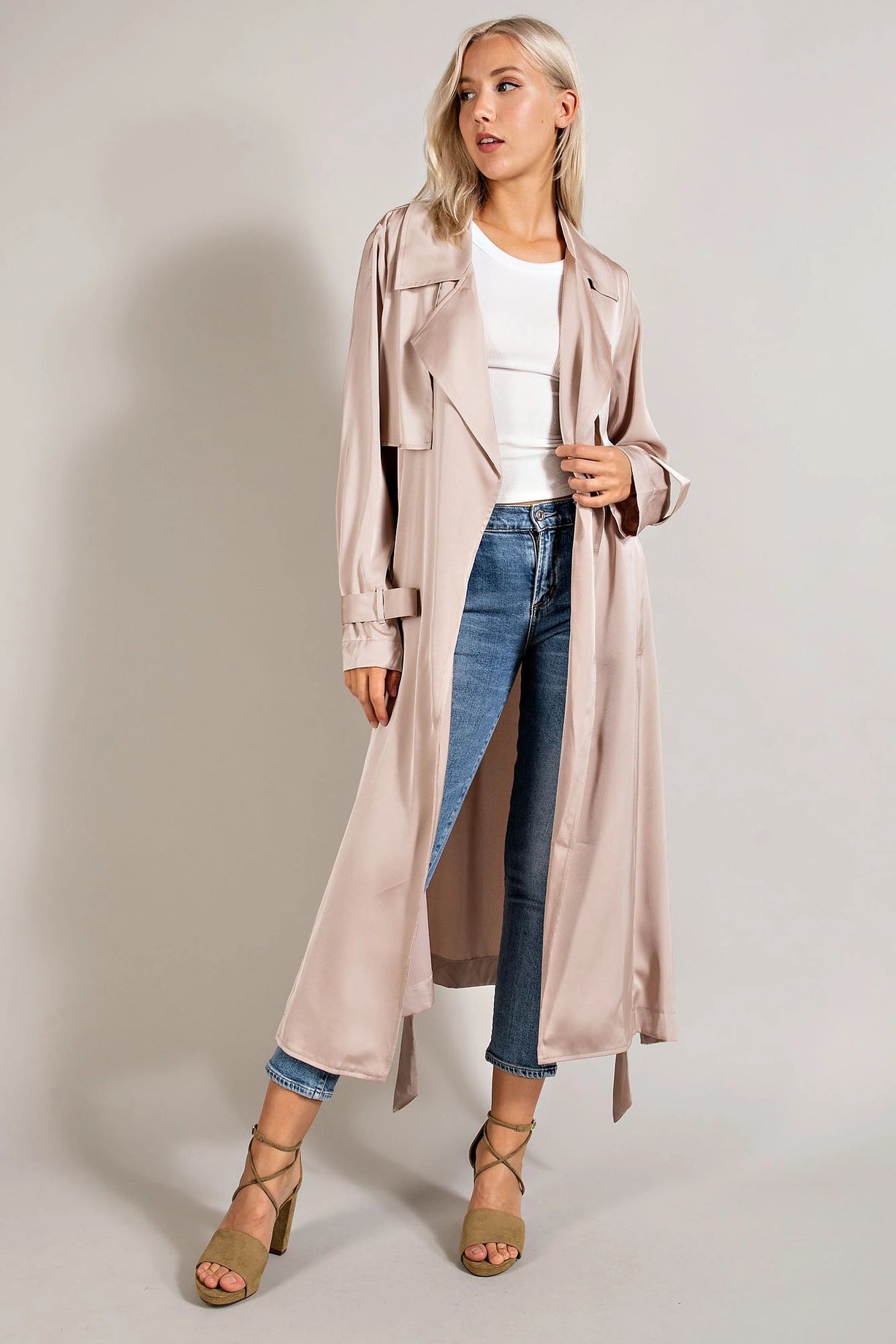 Cozy Fashion Satin Trench Coat