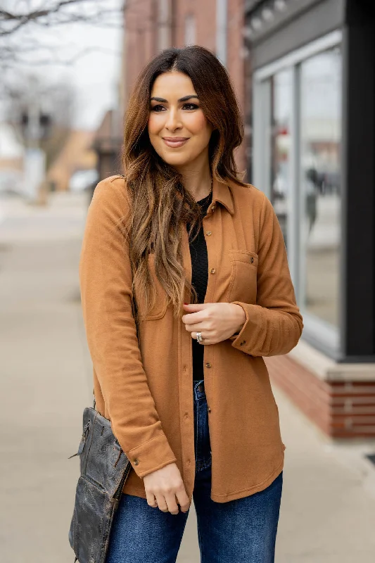 Comfy Chic Wear Simple Marled Shacket