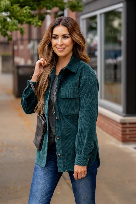Casual Chic Outfits Velvety Soft Corded Shacket