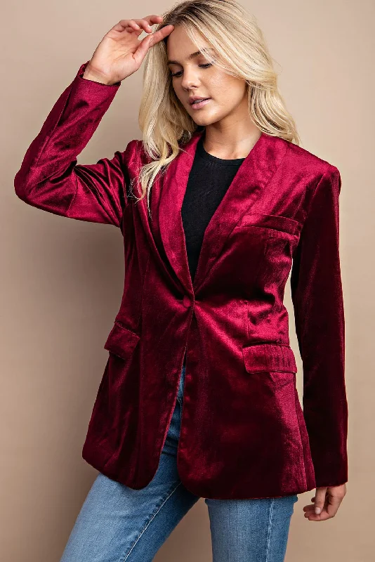 Relaxed Looks Vibrant Velvet Blazer