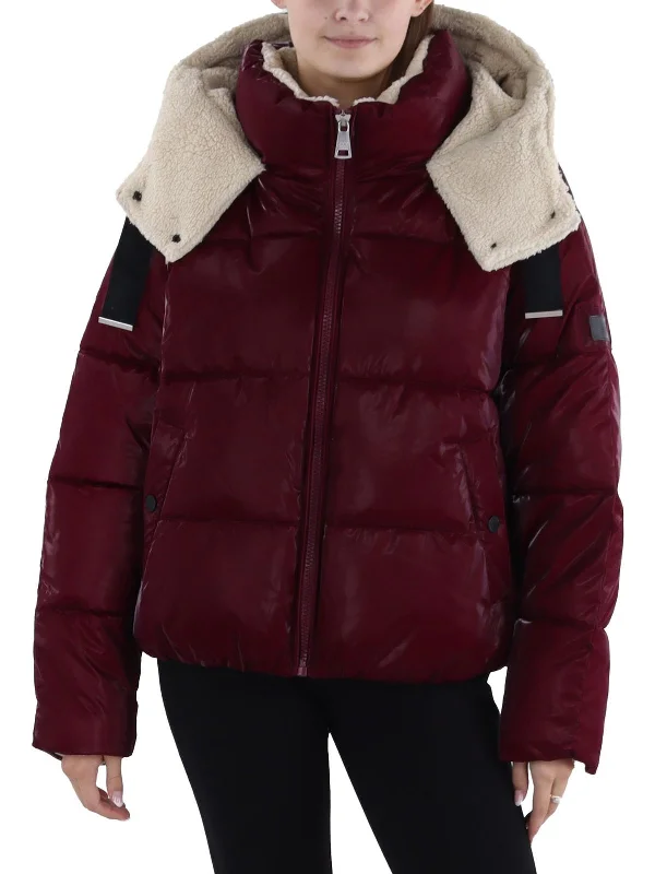 Relaxed Tops Womens Faux Fur Lined Quilted Puffer Jacket